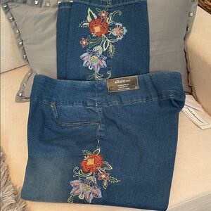 Alfred Dunner Allure Women's Denim with Colorful Embroidery size 12